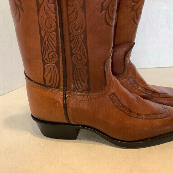Vintage Kid's Cowboy Western Tooled Leather Boots Size 12.5 D  Made USA #2418 - Picture 8 of 12